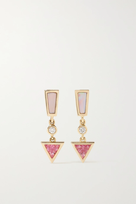 유럽직배송 SORELLINA Piccola Arrow 18-karat gold multi-stone earrings 20346390235681907