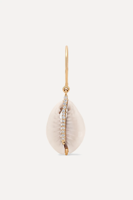 유럽직배송 PASCALE MONVOISIN Cauri 9-karat gold, porcelain and diamond earring 17957409490661725