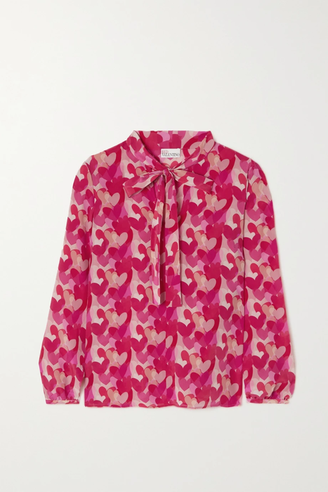 유럽직배송 레드발렌티노 셔츠 REDVALENTINO Pussy-bow printed silk crepe de chine shirt 25185454456195512