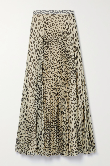유럽직배송 브랜든맥스웰 스커트 BRANDON MAXWELL Pleated leopard-print crepon maxi skirt 24772899113083123