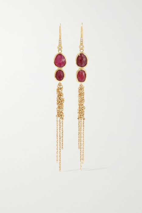 유럽직배송 BROOKE GREGSON Double Waterfall 18-karat gold, ruby and diamond earrings 27086482324556808