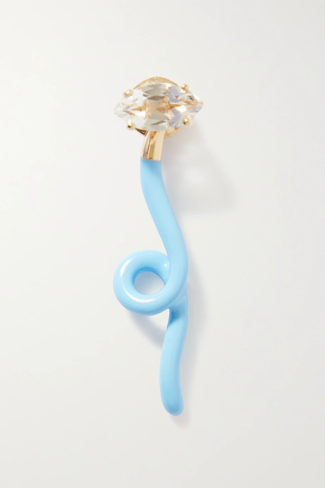 유럽직배송 베아본지아스카 귀걸이 BEA BONGIASCA Groovy 9-karat gold, enamel and rock crystal earring 18706561955788460
