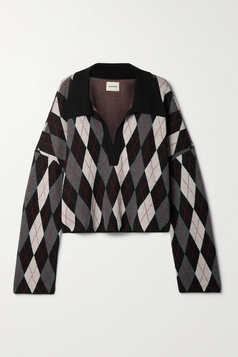 유럽직배송 카이트 KHAITE Noelle oversized argyle merino wool-blend sweater 6630340699110717