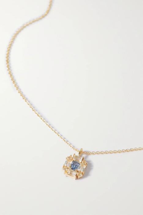 유럽직배송 STONE AND STRAND Crown Princess Shield gold sapphire necklace 25185454456822985