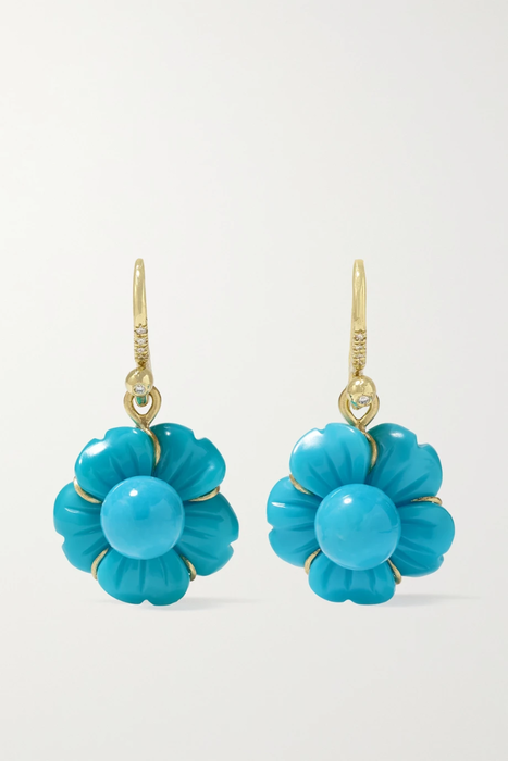 유럽직배송 아이린뉴워스 귀걸이 IRENE NEUWIRTH Tropical Flower 18-karat gold, turquoise and diamond earrings 22250442025824187