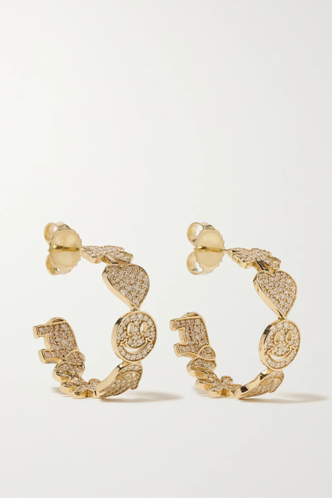 유럽직배송 시드니에반 귀걸이 SYDNEY EVAN Medium Icon 14-karat gold diamond hoop earrings 22250442025695248