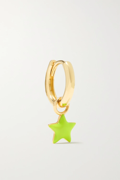 유럽직배송 앨리슨루 싱글 귀걸이 ALISON LOU Tiny Star Huggy 14-karat gold and enamel single hoop earring 18706561955697903