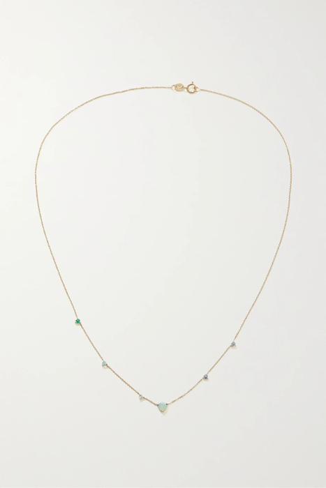 유럽직배송 WWAKE Linear 14-karat gold multi-stone necklace 27086482324277775