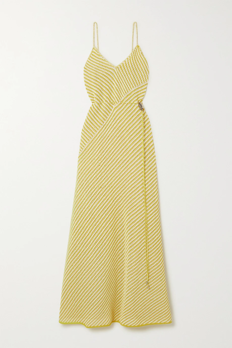 유럽직배송 보테가베네타 BOTTEGA VENETA Striped open-knit cotton-blend maxi dress 2204324140609851