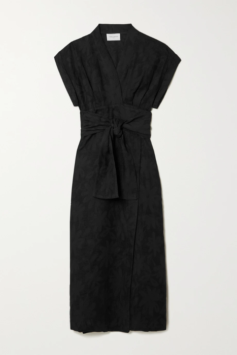 유럽직배송 쓰리 그레이스 런던 원피스 THREE GRACES LONDON Gertie cotton and linen-blend jacquard wrap midi dress 24772899113592237