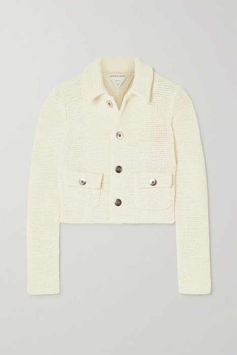 유럽직배송 보테가베네타 BOTTEGA VENETA Cropped open-knit cotton-blend jacket 2204324140609892