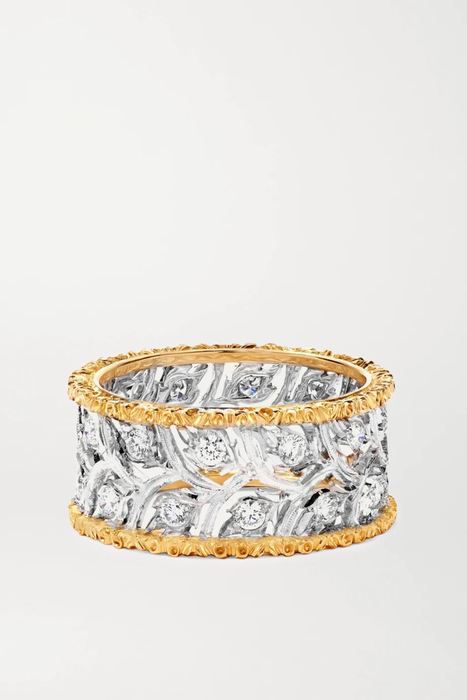 유럽직배송 부첼라티 반지 BUCCELLATI Ramage Eternelle 18-karat white and yellow gold diamond ring 19971654707522902