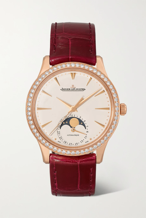 유럽직배송 JAEGER-LECOULTRE Master Ultra Thin Automatic Moon-Phase 34mm rose gold, alligator and diamond watch 19971654707508534