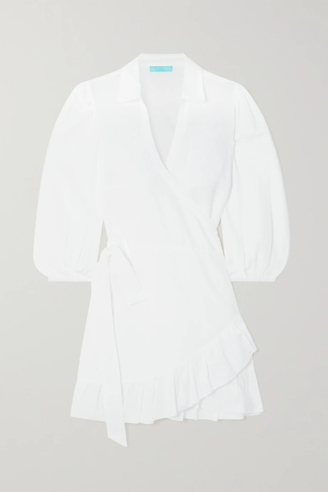 유럽직배송 멜리사오다바쉬 미니원피스 MELISSA ODABASH Paige ruffled cotton and linen-blend mini wrap dress 24772899113496345