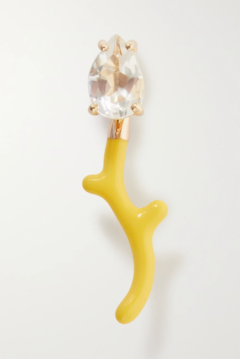 유럽직배송 BEA BONGIASCA Foxy 9-karat gold, enamel and quartz single earring 18706561955788438