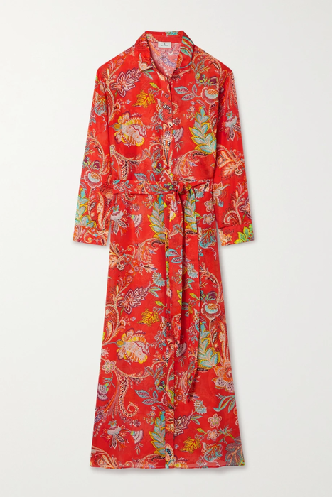 유럽직배송 에트로 셔츠원피스 ETRO Floral-print cotton and silk-blend voile maxi shirt dress 25185454455638961