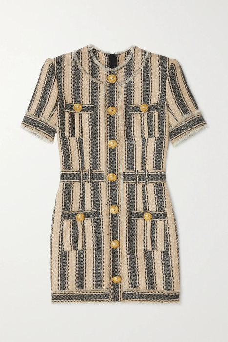 유럽직배송 발망 미니원피스 BALMAIN Frayed sequin-embellished striped piqué mini dress 22250442026117811