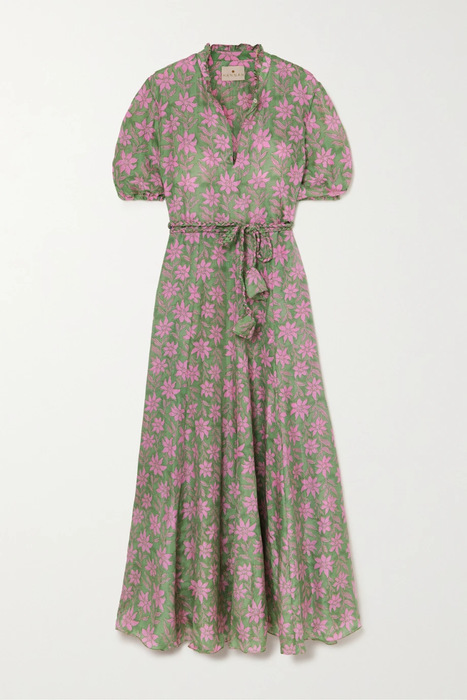 유럽직배송 HANNAH ARTWEAR Oceanus belted floral-print silk-habotai maxi dress 24772899113590622