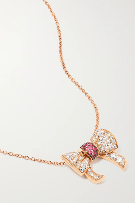 유럽직배송 데이비드 모리스 목걸이 DAVID MORRIS Beaux 18-karat rose gold, diamond and ruby necklace 29419655931484212