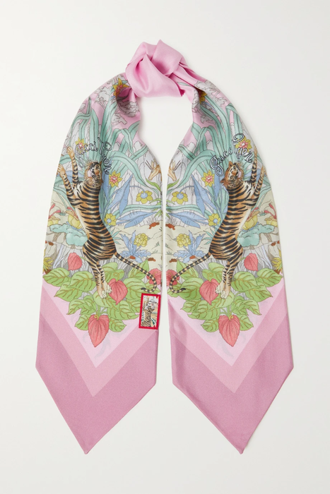 유럽직배송 구찌 GUCCI Printed silk-twill scarf 29419655932619481