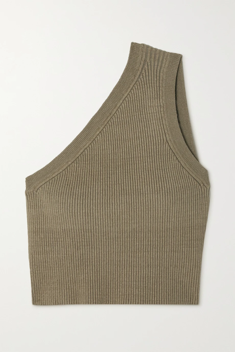 유럽직배송 자크뮈스 JACQUEMUS Ascu cropped one-shoulder open-back ribbed linen-blend top 11452292646415254