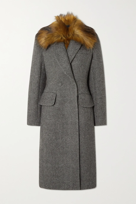 유럽직배송 카이트 KHAITE Finna double-breasted faux fur-trimmed wool coat 13452677151734941