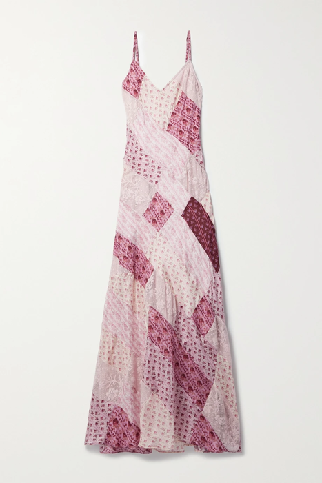 유럽직배송 러브샤크팬시 원피스 LOVESHACKFANCY Mackie patchwork floral-print silk-satin and crochet maxi dress 18706561955994725
