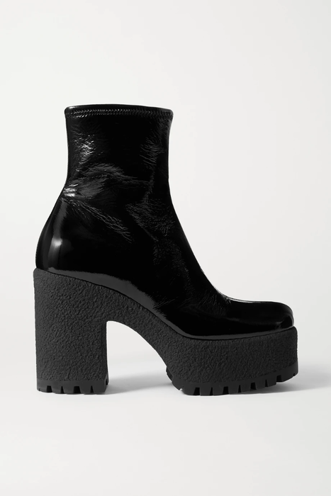 유럽직배송 미우미우 MIU MIU Crinkled glossed-leather platform ankle boots 31432202865025696
