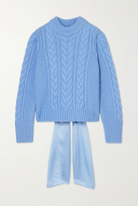 유럽직배송 세실리에반센 스웨터 CECILIE BAHNSEN Geneva silk-trimmed cable-knit wool and alpaca-blend sweater 18706561956134060