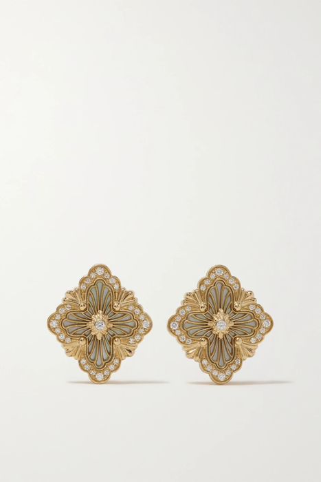 유럽직배송 부첼라티 귀걸이 BUCCELLATI Opera Tulle 18-karat gold enamel earrings 2204324140910005