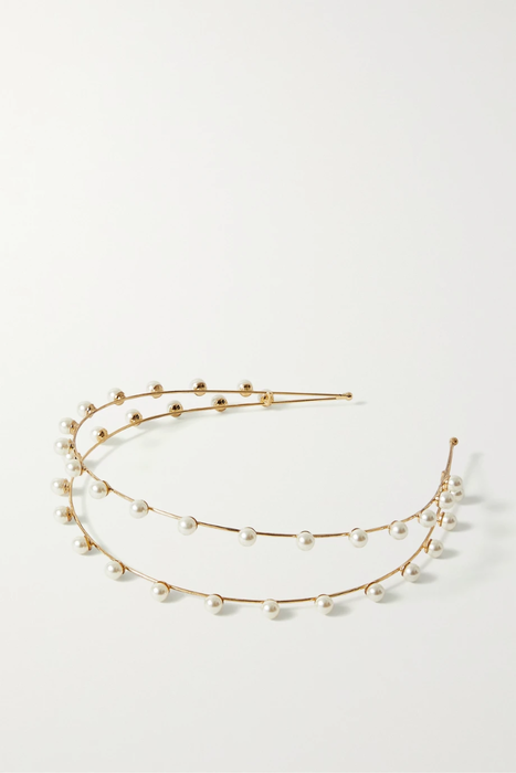 유럽직배송 JENNIFER BEHR Ayla gold-plated faux pearl headband 27086482324758040