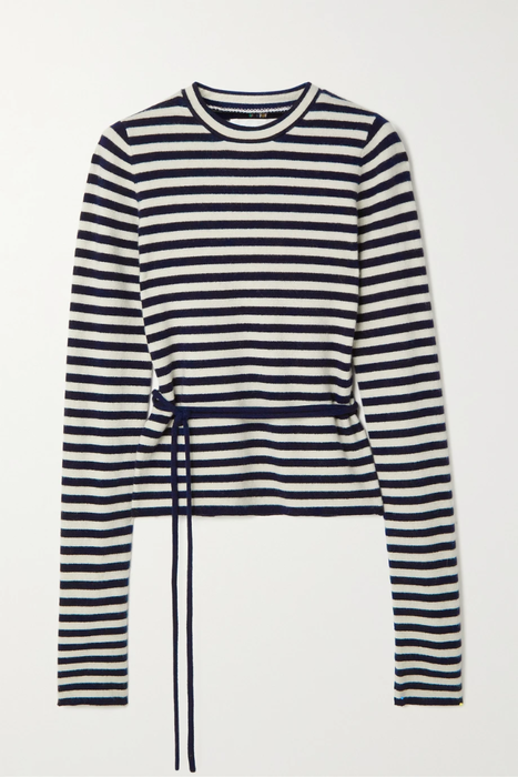 유럽직배송 EXTREME CASHMERE Minus belted striped cashmere-blend sweater 27086482322915368