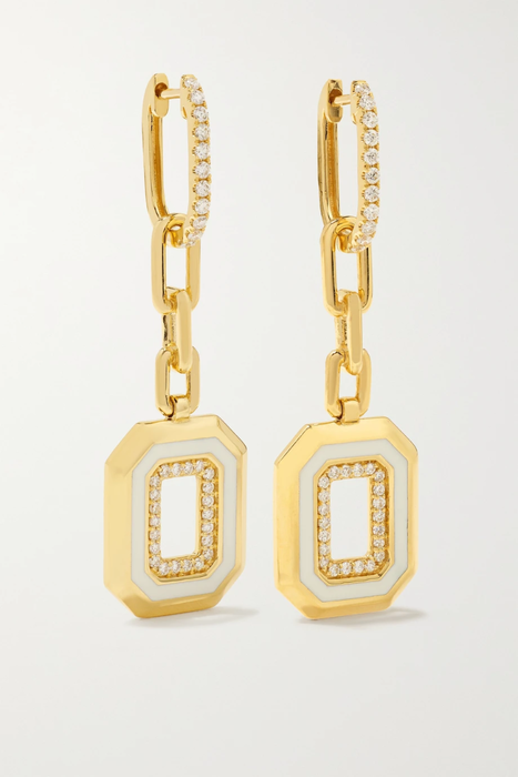 유럽직배송 STATE PROPERTY Azar 18-karat gold, enamel and diamond earrings 4394988609198614