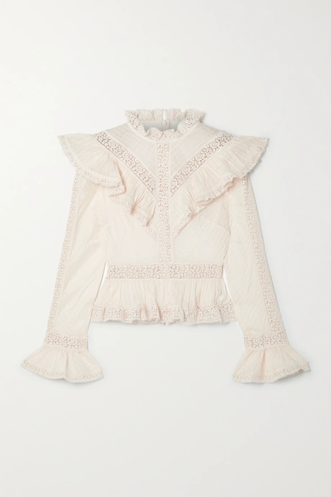 유럽직배송 짐머만 블라우스 ZIMMERMANN Tropicana ruffled crochet-trimmed cotton-voile blouse 24772899113563638