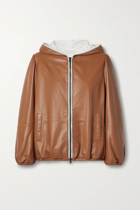 유럽직배송 브루넬로쿠치넬리 BRUNELLO CUCINELLI Hooded bead-embellished leather jacket 29419655932426086