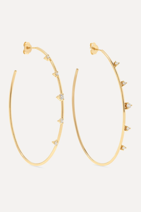 유럽직배송 미즈키 귀걸이 MIZUKI 14-karat gold diamond hoop earrings 17957409490660999