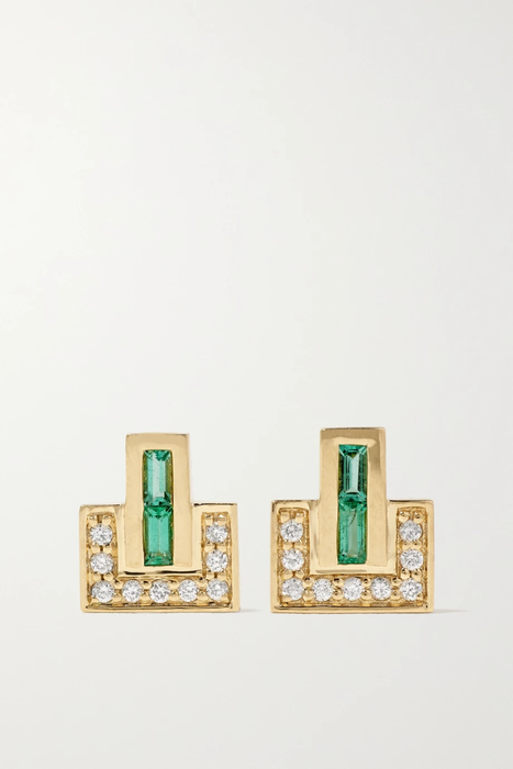 유럽직배송 EMILY P. WHEELER + NET SUSTAIN Signature E 18-karat recycled gold, emerald and diamond earrings 29419655931562392