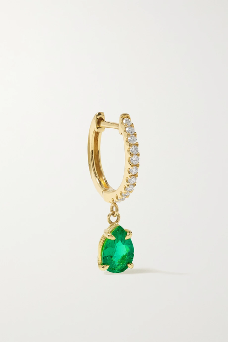 유럽직배송 아니타고 귀걸이 ANITA KO 18-karat gold, emerald and diamond single hoop earring 20346390235880077