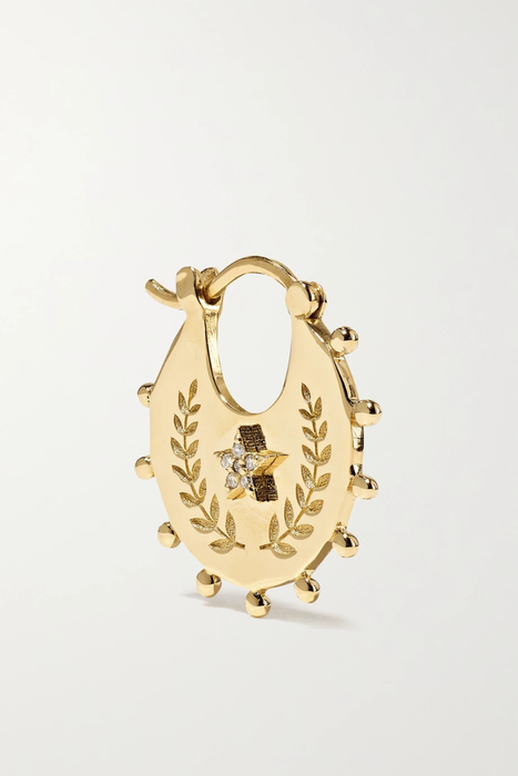 유럽직배송 파운드레 싱글 귀걸이 FOUNDRAE Per Aspera Ad Astra 18-karat gold diamond single hoop earring 13452677153026867
