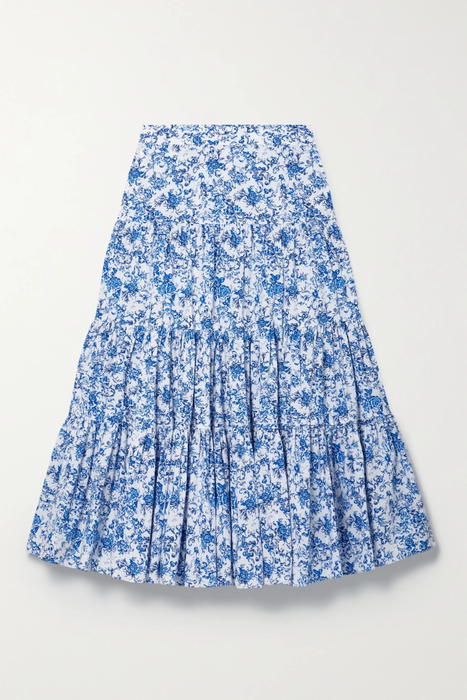 유럽직배송 캐롤라인 콘스타스 스커트 CAROLINE CONSTAS Tiered floral-print cotton-blend poplin midi skirt 25185454455715614