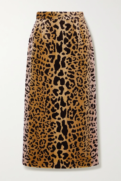 유럽직배송 미우미우 MIU MIU Leopard-print velvet midi skirt 31432202865619848