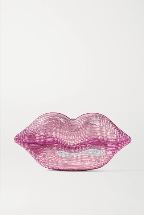 유럽직배송 JUDITH LEIBER COUTURE Hot Lips crystal-embellished silver-tone clutch 25458910981996171