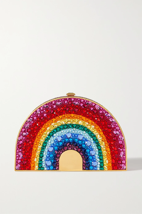 유럽직배송 JUDITH LEIBER COUTURE Rainbow crystal-embellished gold-tone clutch 17411127377153362