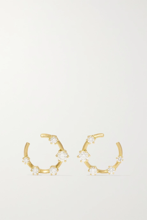 유럽직배송 제이드트라우 귀걸이 JADE TRAU Kismet 18-karat gold diamond hoop earrings 24772899113066955
