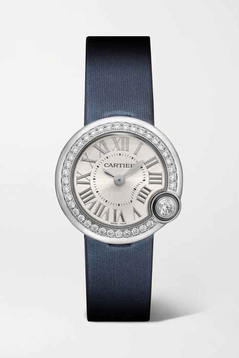 유럽직배송 까르띠에 CARTIER Ballon Blanc de Cartier 26mm stainless steel, leather and diamond watch 18706561955406033