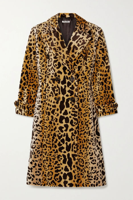 유럽직배송 미우미우 MIU MIU Double-breasted leopard-print velvet coat 31432202865620224