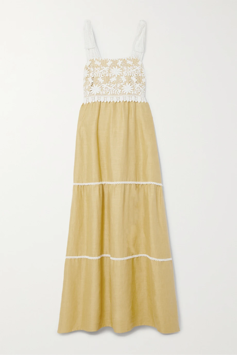 유럽직배송 미구엘리나 원피스 MIGUELINA Juniper crocheted cotton and linen midi dress 24772899113591997