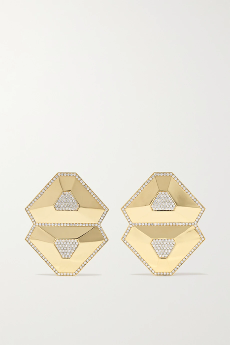 유럽직배송 OFIRA Shield 18-karat gold diamond earrings 665933303565949