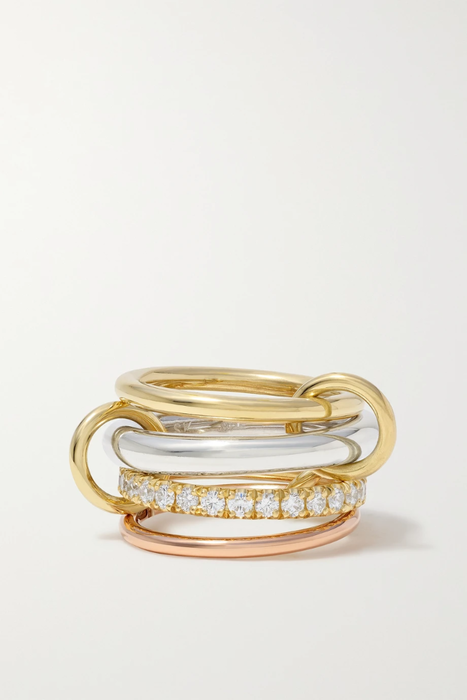유럽직배송 SPINELLI KILCOLLIN Janssen set of four 18-karat yellow and rose gold and sterling silver diamond rings 15546005221913745