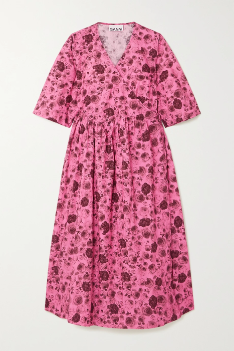 유럽직배송 가니 GANNI Floral-print organic cotton-poplin wrap dress 4394988608780888
